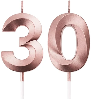 BBTO 30th Birthday Number Candles Cake Topper, Rose Gold Metallic BBTO 30th Birthday Number Candles Cake Topper, Rose Gold Metallic