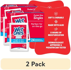 (2 pack) Wet Ones Antibacterial Hand Wipes, Fresh Scent, 24 Ct Individually Wrapped Hand Wipes (2 pack) Wet Ones Antibacterial Hand Wipes, Fresh Scent, 24 Ct Individually Wrapped Hand Wipes