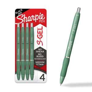 Sharpie S-Gel, Gel Pens, Medium Point (0.7mm), Green Barrel, Black Ink, 4 Count Sharpie S-Gel, Gel Pens, Medium Point (0.7mm), Green Barrel, Black Ink, 4 Count
