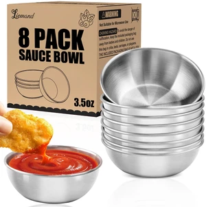 Stainless Steel Small Dipping Bowls, 3.5oz, 8-Pack, Silver | Stackable, Round Small Bowl, For Dip, Side Dish, Snack, Meal Prep, Charcuterie Accessories, Soy Sauce Dish, Dishwasher Safe Stainless Steel Small Dipping Bowls, 3.5oz, 8-Pack, Silver | Stackable, Round Small Bowl, For Dip, Side Dish, Snack, Meal Prep, Charcuterie Accessories, Soy Sauce Dish, Dishwasher Safe