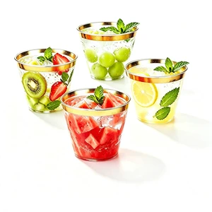 20 Pcs Plastic Cups 9oz, Disposable Stemless Wine Glasses Party Cup | Clear Gold Rimmed Classic Cocktail Cup Champagne Flutes Party Cups for Birthday Valentine's Galentine's Day Wedding Christmas 20 Pcs Plastic Cups 9oz, Disposable Stemless Wine Glasses Party Cup | Clear Gold Rimmed Classic Cocktail Cup Champagne Flutes Party Cups for Birthday Valentine's Galentine's Day Wedding Christmas