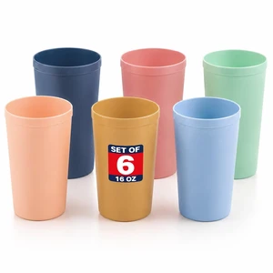Reusable Plastic Cups 16 oz Set of 6, BPA-Free Tumblers for Everyday Use Reusable Plastic Cups 16 oz Set of 6, BPA-Free Tumblers for Everyday Use