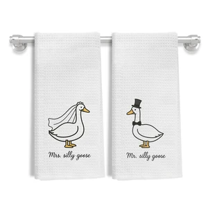 Funny Mr and Mrs Silly Goose Kitchen Towels, Wedding Gifts for Couples Newlyweds Dish Tea Towels for Kitchen Decor, Just Married Gifts Decorative Hand Towels for Bathroom, 16x24 Inch Set of 2 Funny Mr and Mrs Silly Goose Kitchen Towels, Wedding Gifts for Couples Newlyweds Dish Tea Towels for Kitchen Decor, Just Married Gifts Decorative Hand Towels for Bathroom, 16x24 Inch Set of 2