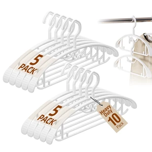 Heavy Duty Plastic Hangers 10 Pack 44Lbs, Stackable Coat Hangers | 1.1" Wide Shouldered with 360° Swivel Hook, Non Slip & Space Saving, for Jackets, Sweaters, Suits, Shirts, White Heavy Duty Plastic Hangers 10 Pack 44Lbs, Stackable Coat Hangers | 1.1" Wide Shouldered with 360° Swivel Hook, Non Slip & Space Saving, for Jackets, Sweaters, Suits, Shirts, White
