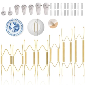 7 pcs Plate Hangers for The Wall, 4/6/8/10/12 Inch Invisible Decorative Wall Plate Hangers, Stainless Steel Plates Walls Hanger for Display Various Sizes with Hooks for Decorative 7 pcs Plate Hangers for The Wall, 4/6/8/10/12 Inch Invisible Decorative Wall Plate Hangers, Stainless Steel Plates Walls Hanger for Display Various Sizes with Hooks for Decorative