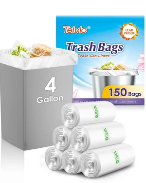 Small Clear Trash Bags 4 Gallon 150 Count Bathroom Garbage Bags | Fit 12-15 Liters,3.5,3.8,4,4.5Gal,Mini Plastic Waste Basket Bins Can Liners for Home Bathroom Office Car, Cleaning Supplies Small Clear Trash Bags 4 Gallon 150 Count Bathroom Garbage Bags | Fit 12-15 Liters,3.5,3.8,4,4.5Gal,Mini Plastic Waste Basket Bins Can Liners for Home Bathroom Office Car, Cleaning Supplies