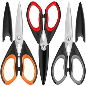 3 Pack Kitchen Scissors - Food Grade Kitchen Shears | All Purpose Stainless Steel Heavy Duty for Poultry Food Dishwasher Safe with Protective Sheath Comfort-Grip Seafood Tools 3 Pack Kitchen Scissors - Food Grade Kitchen Shears | All Purpose Stainless Steel Heavy Duty for Poultry Food Dishwasher Safe with Protective Sheath Comfort-Grip Seafood Tools
