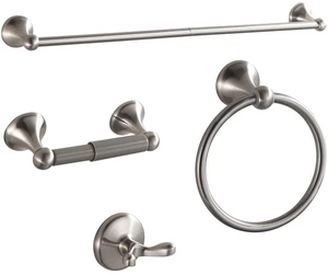 Bathroom Accessories Set, Glossy Stain Nickel Expandable Towel Bar 4-Piece Bathroom Accessory Set Wall Mounted Towel Ring Robe Hook Toilet Paper Holder Towel Holder Bathroom Accessories Set, Glossy Stain Nickel Expandable Towel Bar 4-Piece Bathroom Accessory Set Wall Mounted Towel Ring Robe Hook Toilet Paper Holder Towel Holder