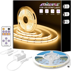 COB LED Strip,2700K Warm White 32.8ft/10m,Dimmable Super Bright 24V LED Strip Light,CRI 90+ Flexible Tape Light with RF Remote Timer Function,for Shelf/Cabinet/Bedroom/TV DIY Lighting Project COB LED Strip,2700K Warm White 32.8ft/10m,Dimmable Super Bright 24V LED Strip Light,CRI 90+ Flexible Tape Light with RF Remote Timer Function,for Shelf/Cabinet/Bedroom/TV DIY Lighting Project