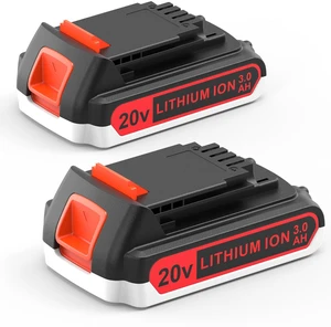 2 Pack Extended Capacity 3.0Ah 20v Battery Replacement for Black and Decker 20 Volt Max Lithium Battery LBXR20, Compatible with All Black and Decker 20v Cordless Power Tools and Charger 2 Pack Extended Capacity 3.0Ah 20v Battery Replacement for Black and Decker 20 Volt Max Lithium Battery LBXR20, Compatible with All Black and Decker 20v Cordless Power Tools and Charger