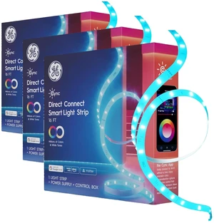 GE Smart LED Strip Light,Color Changing Room Decor LED Light Strip,Works with Alexa and Google Home,Matter Compatible,LED-Lights for Bedroom,Millions of Colors and White Tones,16 Feet,(Pack of 3) GE Smart LED Strip Light,Color Changing Room Decor LED Light Strip,Works with Alexa and Google Home,Matter Compatible,LED-Lights for Bedroom,Millions of Colors and White Tones,16 Feet,(Pack of 3)