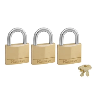 140TRI Solid Brass Padlock with Key, 3 Pack 140TRI Solid Brass Padlock with Key, 3 Pack