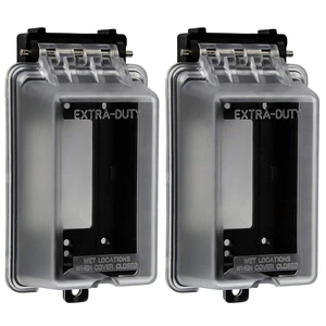 Outdoor Outlet Cover Extra-Duty in-Use Weatherproof Outdoor Decorator/GFCI Receptacle Outlets, Weatherproof Enclosure, 1-Gang 6.1H x 3.4W x 2.8D, Clear Cover, IUC1V-D-2PCS, 2 Count Outdoor Outlet Cover Extra-Duty in-Use Weatherproof Outdoor Decorator/GFCI Receptacle Outlets, Weatherproof Enclosure, 1-Gang 6.1H x 3.4W x 2.8D, Clear Cover, IUC1V-D-2PCS, 2 Count