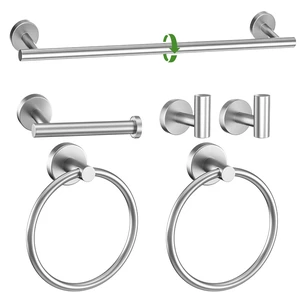 6-Piece Towel Bar Set Brushed Nickel Bathroom Hardware Accessories Set Includes 23.6in Towel Bar 2 Round Towel Ring Stainless Steel Wall-Mounted 6-Piece Towel Bar Set Brushed Nickel Bathroom Hardware Accessories Set Includes 23.6in Towel Bar 2 Round Towel Ring Stainless Steel Wall-Mounted