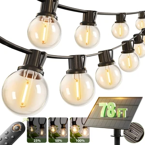 78FT(72+6) Solar String Lights with Remote, 38 LED G40 Bulbs Commercial Grade Solar Powered Outdoor Lights, Dimmable Waterproof Solar Lights Outdoor, for Outside Porch Backyard House 78FT(72+6) Solar String Lights with Remote, 38 LED G40 Bulbs Commercial Grade Solar Powered Outdoor Lights, Dimmable Waterproof Solar Lights Outdoor, for Outside Porch Backyard House