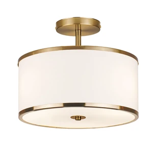 Luxury Semi Flush Mount Ceiling Light, 3-Light Drum Lamp with Gold Brass Finish and Fabric Shade, Ideal for Bedroom, Kitchen, Dining Room, Hallway, Entryway, and Foyer, 12.6" Luxury Semi Flush Mount Ceiling Light, 3-Light Drum Lamp with Gold Brass Finish and Fabric Shade, Ideal for Bedroom, Kitchen, Dining Room, Hallway, Entryway, and Foyer, 12.6"
