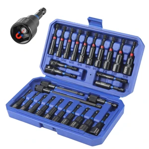 27 PCS Magnetic Nut Driver Set with Quick-Release Extensions Impact Drill Driver Bit 1/4" Hex Shank, SAE & Metric Cr-V Power Nut Drivers, Impact Socket Adapters, Bit Holder and Toolbox 27 PCS Magnetic Nut Driver Set with Quick-Release Extensions Impact Drill Driver Bit 1/4" Hex Shank, SAE & Metric Cr-V Power Nut Drivers, Impact Socket Adapters, Bit Holder and Toolbox