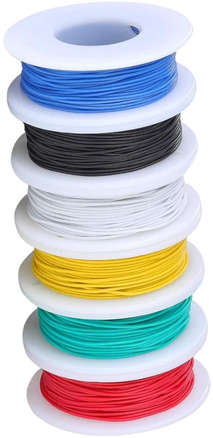 28 AWG Solid Tinned Copper Wire Kit, 50 ft Each 6 Colors 28 AWG Solid Tinned Copper Wire Kit, 50 ft Each 6 Colors