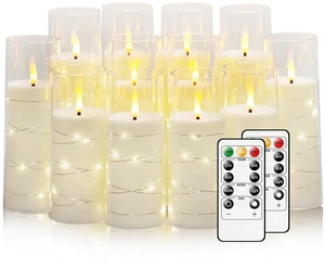 Flameless Candles with Embedded Star String, 12 Pcs Battery Operated LED Pillar Candles with Remote and Timer, Suitable for Home Decor, Party, Christmas & Wedding (White) Flameless Candles with Embedded Star String, 12 Pcs Battery Operated LED Pillar Candles with Remote and Timer, Suitable for Home Decor, Party, Christmas & Wedding (White)