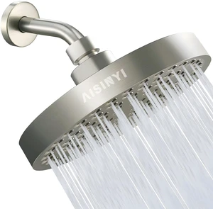 6" High Pressure Rain Shower Head, Luxury Brushed Nickel Finish 6 Inch Fixed Bathroom Showerhead, Adjustable Replacement, 90 Anti-Clog Nozzles, Removable Restrictor, Tool-Free Easy Install 6" High Pressure Rain Shower Head, Luxury Brushed Nickel Finish 6 Inch Fixed Bathroom Showerhead, Adjustable Replacement, 90 Anti-Clog Nozzles, Removable Restrictor, Tool-Free Easy Install