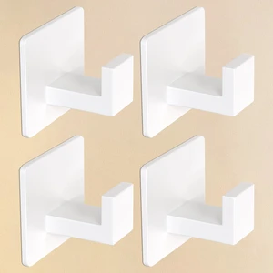 Wall Towel Hooks, Heavy Duty Sticky Holder Waterproof Towel Hooks for Hanging Coat, Clothes, Closet Hook Wall Mount for Kitchen (White, 4 Pack) Wall Towel Hooks, Heavy Duty Sticky Holder Waterproof Towel Hooks for Hanging Coat, Clothes, Closet Hook Wall Mount for Kitchen (White, 4 Pack)