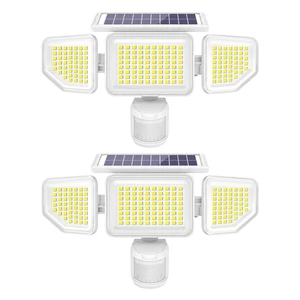 4500LM Solar Lights Outdoor, 3 Heads Security Lights with Remote Control, IP65 Waterproof Motion Sensor Lights, 3 Modes Flood Lights for Wall, Porch, Yard, Outside, 2 Pack, White 4500LM Solar Lights Outdoor, 3 Heads Security Lights with Remote Control, IP65 Waterproof Motion Sensor Lights, 3 Modes Flood Lights for Wall, Porch, Yard, Outside, 2 Pack, White