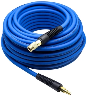 Hybrid Air Hose 3/8-Inch by 100-Feet 300 PSI Heavy Duty, Lightweight, Kink Resistant, All-Weather Flexibility with 1/4-Inch Industrial Quick Coupler Fittings, Bend Restrictors, Blue Hybrid Air Hose 3/8-Inch by 100-Feet 300 PSI Heavy Duty, Lightweight, Kink Resistant, All-Weather Flexibility with 1/4-Inch Industrial Quick Coupler Fittings, Bend Restrictors, Blue