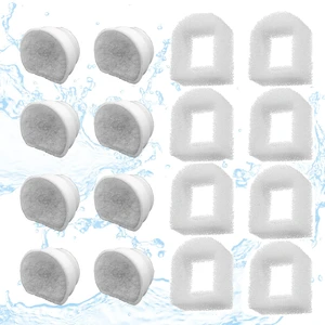 16 Pack Pet Fountain Replacement Filters, 8 Carbon and 8 Foam Pre-Filters For Select Ceramic and Stainless Pet Fountains; Carbon Reduces Odors, Foam Catches Hair and Debris to Support Pump Care 16 Pack Pet Fountain Replacement Filters, 8 Carbon and 8 Foam Pre-Filters For Select Ceramic and Stainless Pet Fountains; Carbon Reduces Odors, Foam Catches Hair and Debris to Support Pump Care