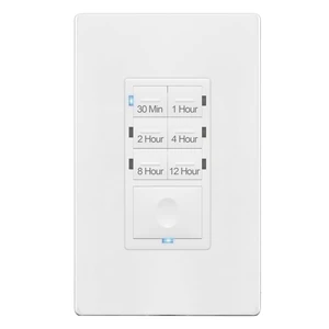 12-Hour Neutral Timer Switch for Patio, Path, Porch Lights 30Min-12Hr Countdown Timer for Fan, Sprinklers, Motor and Ventilation, 1/2HP Support, Single Pole, UL Listed, White 12-Hour Neutral Timer Switch for Patio, Path, Porch Lights 30Min-12Hr Countdown Timer for Fan, Sprinklers, Motor and Ventilation, 1/2HP Support, Single Pole, UL Listed, White