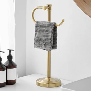Stand Hand Towel Holder, Countertop Towel Bar, Brushed Gold 17 Inch Bathroom Towel Hanger, Freestanding Vanity Counter Top Towel Holder, Towel Ring Hardware Accessories, Stainless Steel Stand Hand Towel Holder, Countertop Towel Bar, Brushed Gold 17 Inch Bathroom Towel Hanger, Freestanding Vanity Counter Top Towel Holder, Towel Ring Hardware Accessories, Stainless Steel