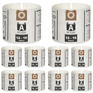 10 Pack VF3502 Size A Average Performance Dust Filter Bags, Part# 23743 Fit RIDGID 12-16 Gallon Wet/Dry Vacuums Models# WD14500 HD12000 HD14000 HD16400 HD18000 WD12701, 2-Layer Filtration Material 10 Pack VF3502 Size A Average Performance Dust Filter Bags, Part# 23743 Fit RIDGID 12-16 Gallon Wet/Dry Vacuums Models# WD14500 HD12000 HD14000 HD16400 HD18000 WD12701, 2-Layer Filtration Material