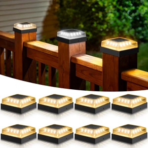 Solar Post Cap Lights for 4x4 Wood/Vinyl Fence Posts, 8-Pack 4x4 Post Solar Lights, IP65 Waterproof, 10-12 Hours of Illumination with 3 Lighting Modes for Garden/Patio/Porch Solar Post Cap Lights for 4x4 Wood/Vinyl Fence Posts, 8-Pack 4x4 Post Solar Lights, IP65 Waterproof, 10-12 Hours of Illumination with 3 Lighting Modes for Garden/Patio/Porch