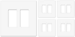 OVERSIZED Screwless Switch Plate - 5.5" x 5.5" - Jumbo 2 Gang Decorator GFCI Style - Unbreakable Polycarbonate - Two Gang Screwless Light Switch Cover Plate - Glossy White (5 Pack) OVERSIZED Screwless Switch Plate - 5.5" x 5.5" - Jumbo 2 Gang Decorator GFCI Style - Unbreakable Polycarbonate - Two Gang Screwless Light Switch Cover Plate - Glossy White (5 Pack)