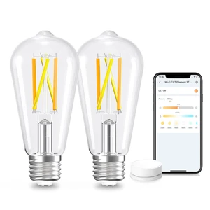 Smart Edison Light Bulb, ST19 (58) Vintage Bulb, 2 Pack with Remote Works with Alexa/Google Home, 2700K-6500K Warm White to Daylight LED Filament Bulb, Smart Dimming, WiFi E26 Bulb 8W 60W 800LM Smart Edison Light Bulb, ST19 (58) Vintage Bulb, 2 Pack with Remote Works with Alexa/Google Home, 2700K-6500K Warm White to Daylight LED Filament Bulb, Smart Dimming, WiFi E26 Bulb 8W 60W 800LM