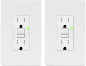 GFCI Outlet 15Amp, GFCI Receptacle, ETL Listed, Matte White, 2-Pack Tamper-Resistant, Ground Fault Protection, Self-Test, LED Indicator, No-False-Trip Performance, Screwless Wall Plate, Anti-In GFCI Outlet 15Amp, GFCI Receptacle, ETL Listed, Matte White, 2-Pack Tamper-Resistant, Ground Fault Protection, Self-Test, LED Indicator, No-False-Trip Performance, Screwless Wall Plate, Anti-In