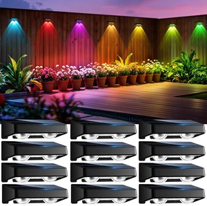 Solar Fence Lights Outdoor, 12 Pack Color Changing Fence Lights Solar Powered with 9 RGB Colors & 11 Lighting Modes, IP65 Waterproof Dusk to Dawn Fence Lights for Patio, Deck, Wall, Backyard Solar Fence Lights Outdoor, 12 Pack Color Changing Fence Lights Solar Powered with 9 RGB Colors & 11 Lighting Modes, IP65 Waterproof Dusk to Dawn Fence Lights for Patio, Deck, Wall, Backyard