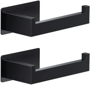 Self Adhesive Toilet Paper Holder, Toilet Roll Holder, Black-2 Pack SUS304 Stainless Steel, Rustproof Finish, 11 lb Capacity, Groove Bar Keeps Rolls Secure, for Bathrooms, Kitchens and RVs Self Adhesive Toilet Paper Holder, Toilet Roll Holder, Black-2 Pack SUS304 Stainless Steel, Rustproof Finish, 11 lb Capacity, Groove Bar Keeps Rolls Secure, for Bathrooms, Kitchens and RVs