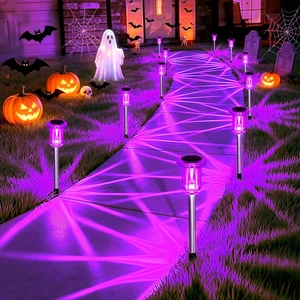 Halloween Solar Lights Outdoor 10 Pack LED Purple Pathway Lights Waterproof Halloween Decorations Outdoor for Yard Garden Walkway Outside Driveway Landscape Path, Auto On/Off, Spike Pattern Halloween Solar Lights Outdoor 10 Pack LED Purple Pathway Lights Waterproof Halloween Decorations Outdoor for Yard Garden Walkway Outside Driveway Landscape Path, Auto On/Off, Spike Pattern