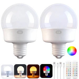 Rechargeable Light Bulbs with Remote, E26 Light Bulb for Lamps, 2 Pack Battery Light Bulb with 3CCT&12RGB Colors, Dimmable, Timer, Wireless Magnetic Puck Light Bulb for Non-Hardwired Wall Sconces Rechargeable Light Bulbs with Remote, E26 Light Bulb for Lamps, 2 Pack Battery Light Bulb with 3CCT&12RGB Colors, Dimmable, Timer, Wireless Magnetic Puck Light Bulb for Non-Hardwired Wall Sconces