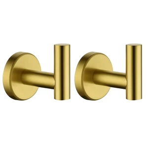 Bathroom Towel Hook Brushed Gold, Brass Coat Robe Clothes Hook for Bathroom Kitchen Garage Wall Mounted (Pack of 2), SUS 304 Stainless Steel 0.8mm, TH100-BG-P2 Bathroom Towel Hook Brushed Gold, Brass Coat Robe Clothes Hook for Bathroom Kitchen Garage Wall Mounted (Pack of 2), SUS 304 Stainless Steel 0.8mm, TH100-BG-P2