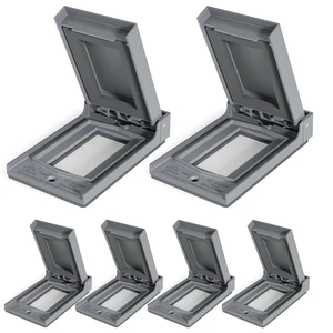 Vertical Outdoor Cover for Decotative Receptacles, Weatherproof Wall Plate, Outdoor Electrical Outlet Cover, Standard Size 1-Gang 4.85 x 2.82, Thermoplastic, 6 Pack, Grey Vertical Outdoor Cover for Decotative Receptacles, Weatherproof Wall Plate, Outdoor Electrical Outlet Cover, Standard Size 1-Gang 4.85 x 2.82, Thermoplastic, 6 Pack, Grey