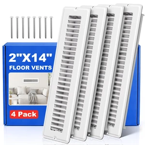 2x14 Floor Register, White Vent Covers for Floor/Wall, 4 Pack Floor Vents 8 Screws for Quick-Fit, Heavy Duty Metal Face, Quiet & Adjustable Air Supply Lever, Air Vent Cover Fits 2"x14" Duct Opening 2x14 Floor Register, White Vent Covers for Floor/Wall, 4 Pack Floor Vents 8 Screws for Quick-Fit, Heavy Duty Metal Face, Quiet & Adjustable Air Supply Lever, Air Vent Cover Fits 2"x14" Duct Opening