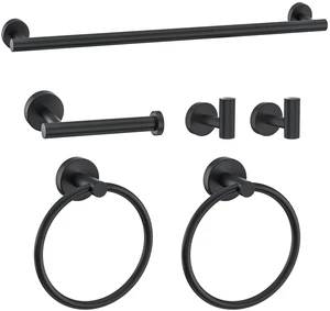 6 Pieces Towel Bar Set Matte Black Bathroom Hardware Set Includes 23.6 Inch Towel Bar,Stainless Steel Wall-Mounted Bathroom Accessory Set 6 Pieces Towel Bar Set Matte Black Bathroom Hardware Set Includes 23.6 Inch Towel Bar,Stainless Steel Wall-Mounted Bathroom Accessory Set