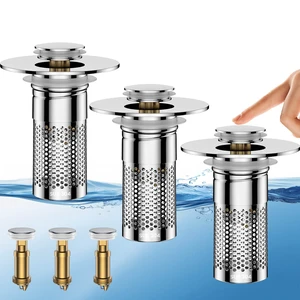 Bathroom Sink Drain Strainer,Universal Pop-Up Sink Stopper Hair Catcher Anti-Clog Stainless Steel Drain Filter Basket, Removable Sink Drain for Bathroom Sink Stopper Bathroom Sink Drain Strainer,Universal Pop-Up Sink Stopper Hair Catcher Anti-Clog Stainless Steel Drain Filter Basket, Removable Sink Drain for Bathroom Sink Stopper