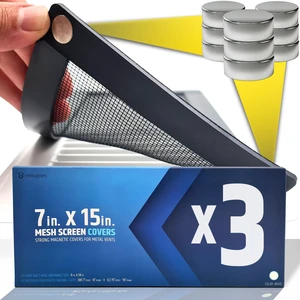 Powerful Magnetic Vent Screen Mesh Covers (3-Pack - New & Improved) - Will Never Move/Fall - for Floor, Wall & Ceiling Registers of Width 7" to 8", Length 15" to 16" - Strong Neodymium Magnets | White Powerful Magnetic Vent Screen Mesh Covers (3-Pack - New & Improved) - Will Never Move/Fall - for Floor, Wall & Ceiling Registers of Width 7" to 8", Length 15" to 16" - Strong Neodymium Magnets | White