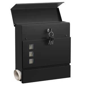 Locking Wall Mount Mailbox with Newspaper Holder for Outside Security Key Drop Box with Transparent Window, Galvanized Steel, Weather-Resistant, 12.2" x 3.9" x 11.4" Locking Wall Mount Mailbox with Newspaper Holder for Outside Security Key Drop Box with Transparent Window, Galvanized Steel, Weather-Resistant, 12.2" x 3.9" x 11.4"