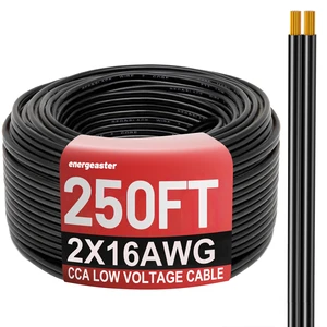 250FT 16 Gauge 16/2 Low Voltage Landscape Wire Black 16AWG 2 Conductors Outdoor Low-Voltage Cable Direct Burial Hookup LED Lighting Strips Flexible Cable Copper Clad Aluminum 250FT 16 Gauge 16/2 Low Voltage Landscape Wire Black 16AWG 2 Conductors Outdoor Low-Voltage Cable Direct Burial Hookup LED Lighting Strips Flexible Cable Copper Clad Aluminum