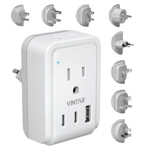 Universal Travel Adapter, Type A,B,C,D,E/F,G,I,M Detachable Plugs 5 in 1 with 2 Outlets 3 USB Ports (2 USB C), 17W Fast Charge, International Power Adapter for US/India/Africa/EU/UK/AU/JP Universal Travel Adapter, Type A,B,C,D,E/F,G,I,M Detachable Plugs 5 in 1 with 2 Outlets 3 USB Ports (2 USB C), 17W Fast Charge, International Power Adapter for US/India/Africa/EU/UK/AU/JP