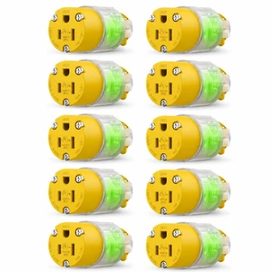 10 Packs Lighted Extension Cord Ends Replacement Female Plug 3 Prong 15A 125V NEMA 5-15R, Electrical Replacement Plug,Female Extension Cord Ends, 15 Amp Electric Plugs, UL Listed,Yellow 10 Packs Lighted Extension Cord Ends Replacement Female Plug 3 Prong 15A 125V NEMA 5-15R, Electrical Replacement Plug,Female Extension Cord Ends, 15 Amp Electric Plugs, UL Listed,Yellow