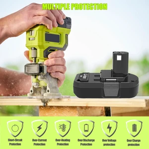 2 Pack 3000mah Replacement for Ryobi 18v ithium-ion Battery, Compatible with Ryobi 18 Volt ONE+ Cordless Power Tools and Charger 2 Pack 3000mah Replacement for Ryobi 18v ithium-ion Battery, Compatible with Ryobi 18 Volt ONE+ Cordless Power Tools and Charger